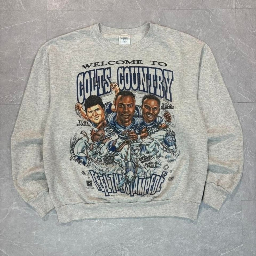 1995 Indianapolis Colts caricature grey crewneck sweatshirt Size L #NFL